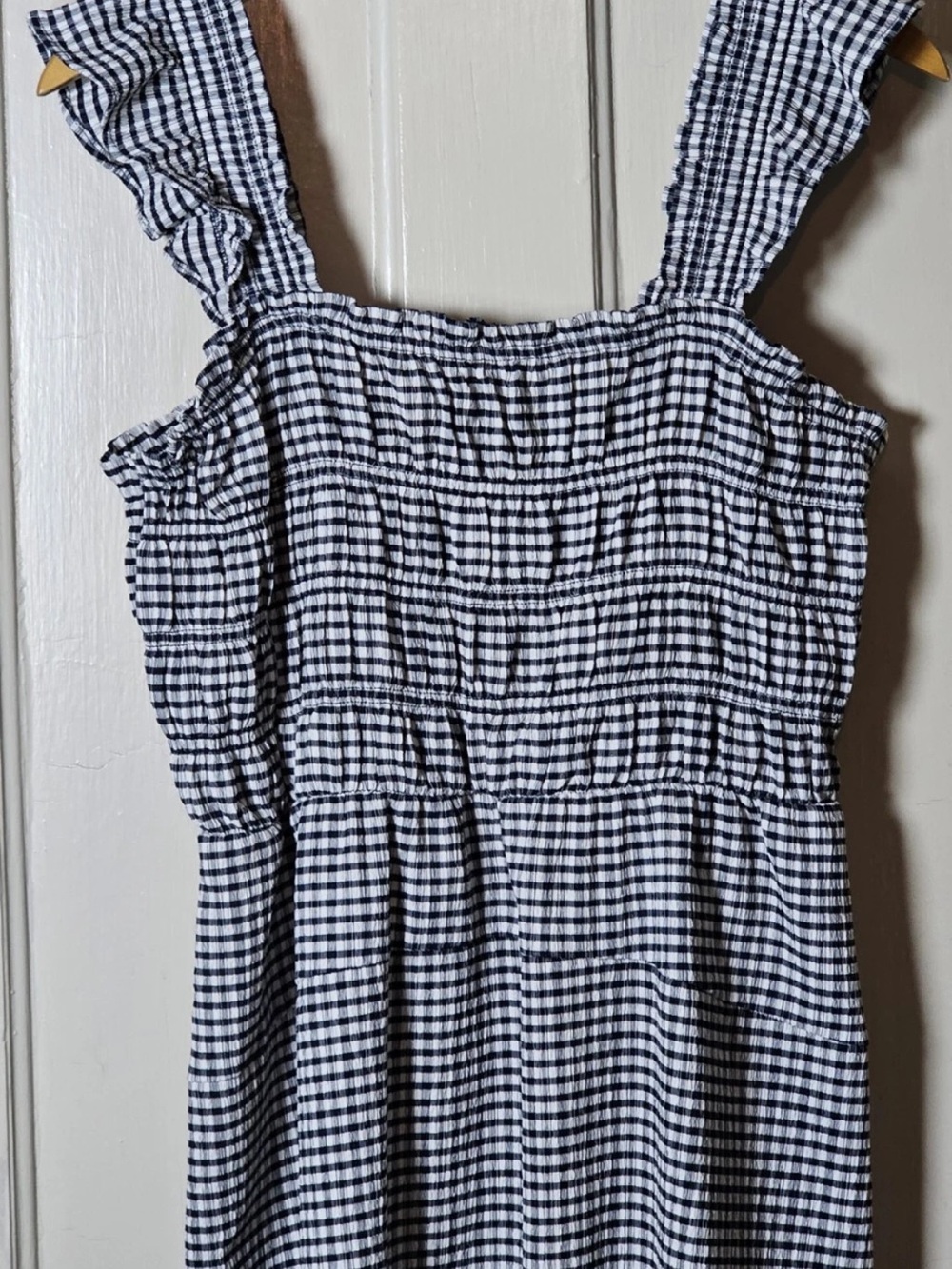 Old Navy navy blue and white gingham maxi dress